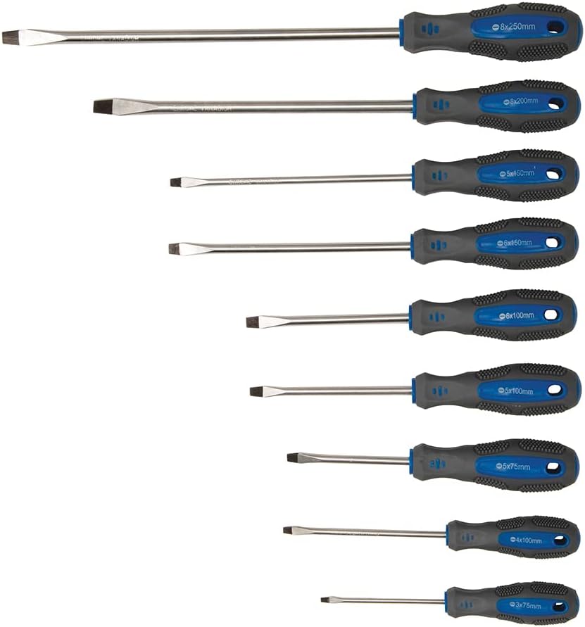 Silverline 283983 Schraubendreher-Set, 100-teilig, blau Pantone 300C / grau 431C