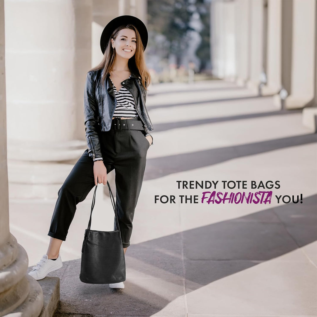 Woodland Leathers Damen-Handtasche aus veganem Leder, mittelgross, elegante schwarze Handtasche mit