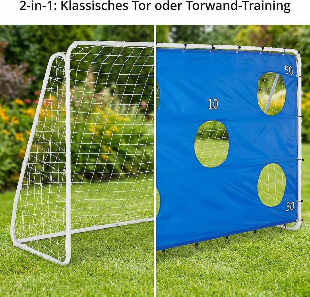 Relaxdays Fussballtor mit Torwand, Garten, Kinder &amp; Erwachsene, Soccertor, HBT 170x235x85 cm, Stahl,