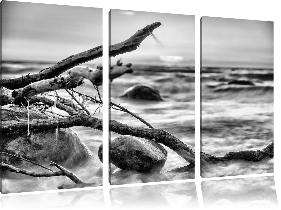 Pixxprint Ruhige See im Nebel als Leinwandbild/Grösse: 3 Teilig (120x80) / Wandbild/Kunstdruck/ferti
