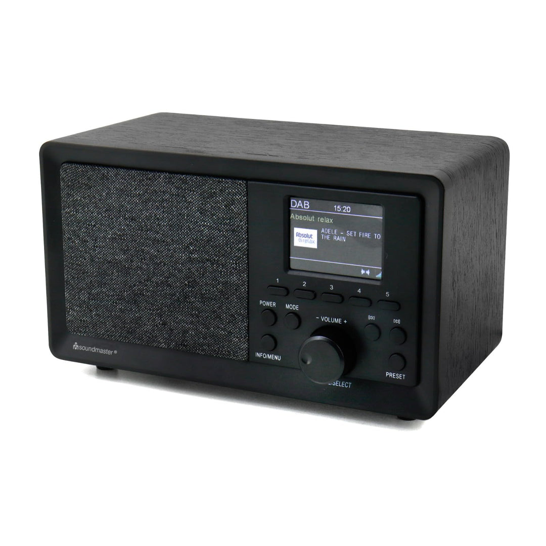 soundmaster DAB350SW Tischradio DAB+, UKW USB Inkl. Lautsprecherbox, Weckfunktion Schwarz