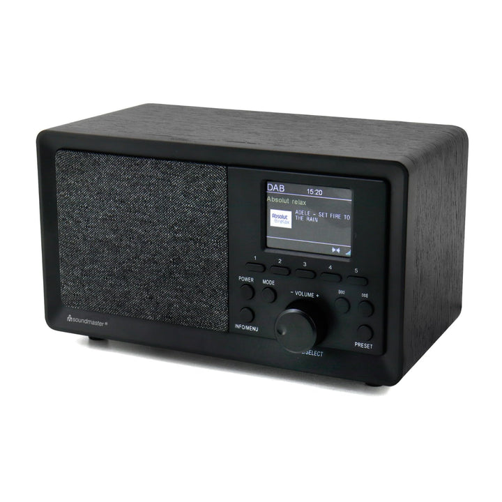 soundmaster DAB350SW Tischradio DAB+, UKW USB Inkl. Lautsprecherbox, Weckfunktion Schwarz