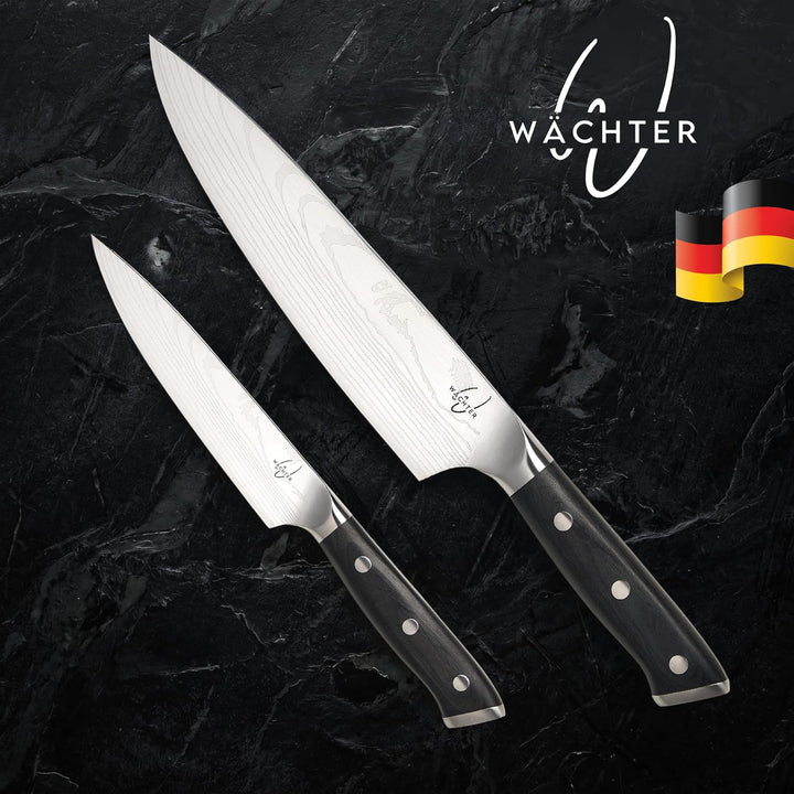 Wächter Messer Set duo – Kochmesser aus hochwertigem Edelstahl | scharf & rostfrei | Ergonomischer G