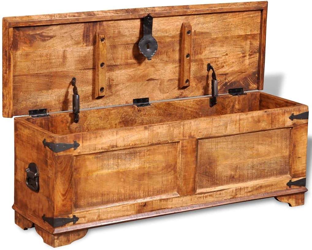 homiuse Aufbewahrungstruhe Raues Mangoholz Schatztruhe Schatzkiste Truhe mit Deckel Schatzkiste Holz