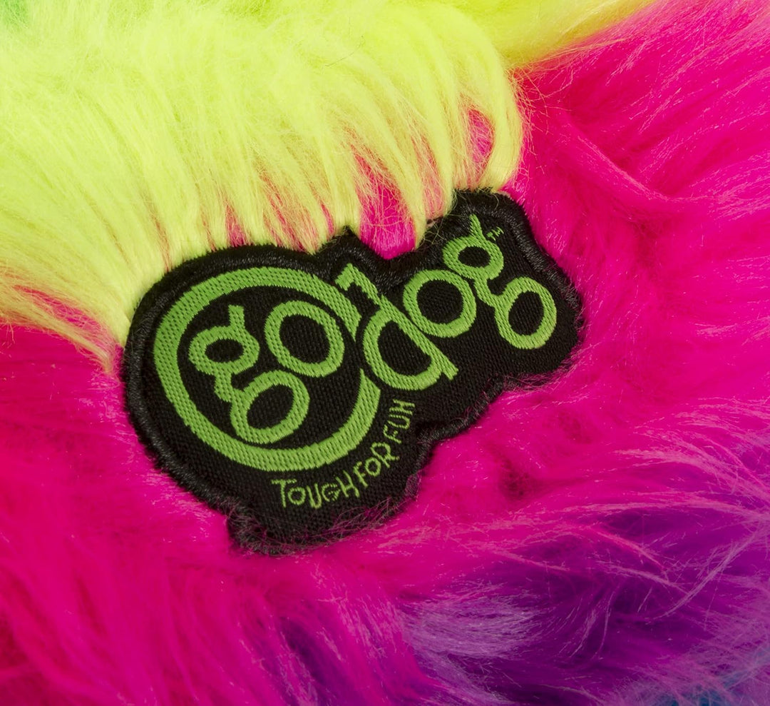 goDog Furballz Hundespielzeug, quietschender Plüschball, Kauschutz-Technologie, Regenbogenfarben, gr