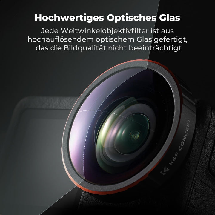 K&F CONCEPT Weitwinkelobjektivfilter Kompatibel mit DJI Osmo Action 5 Pro, Action 4 185° Ultraweitwi