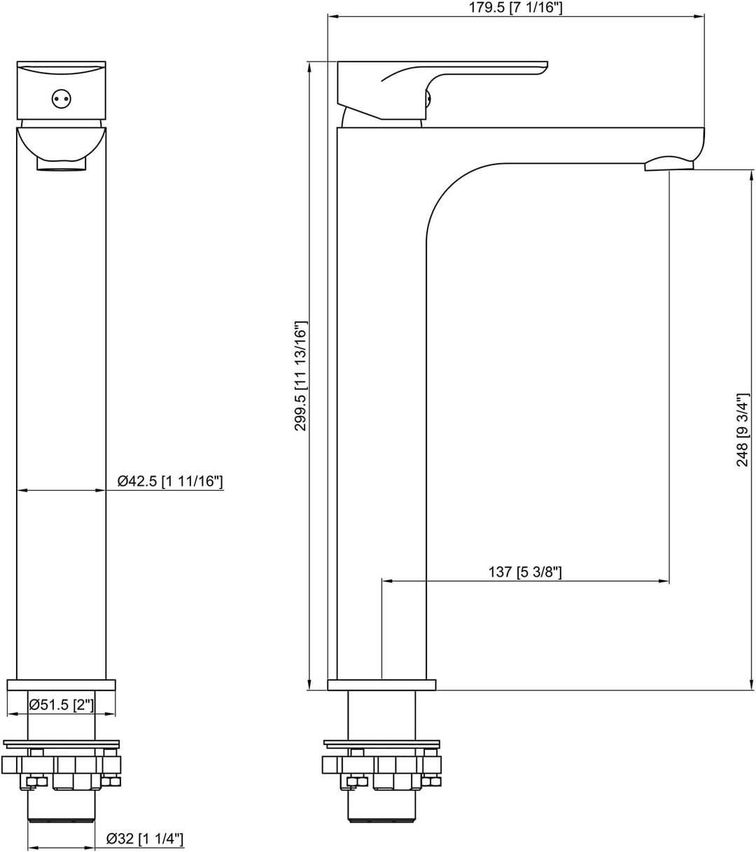 Rosenhahn &amp; Söhne Poel L Design Badarmatur Wasserhahn Badezimmer - Armatur Bad [Chrom] - Heiss + Kal