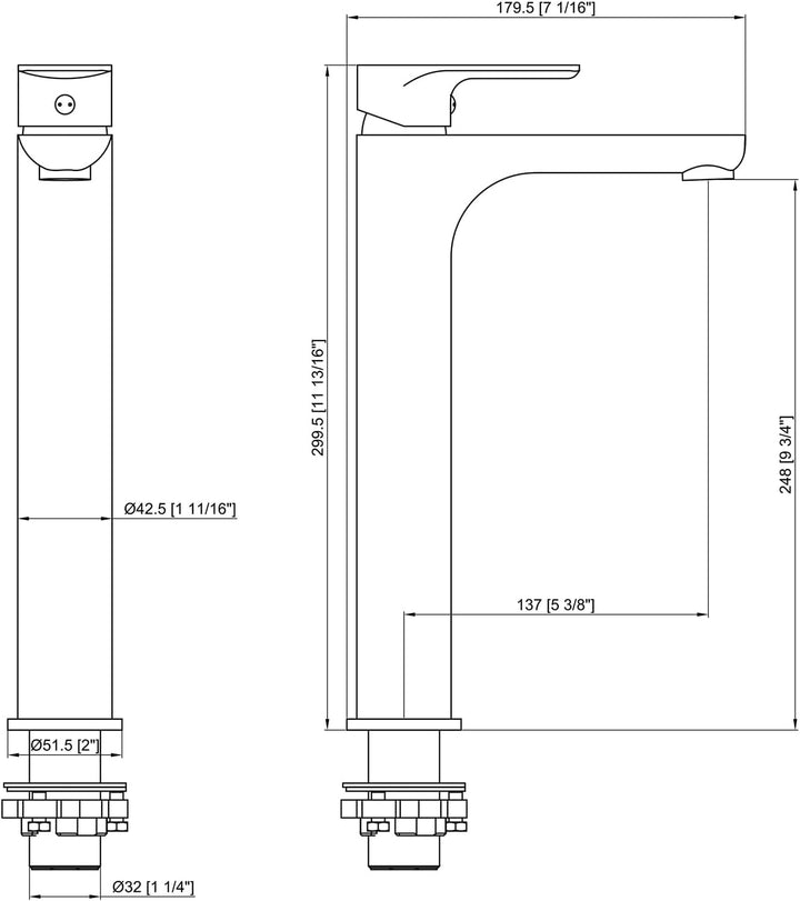Rosenhahn &amp; Söhne Poel L Design Badarmatur Wasserhahn Badezimmer - Armatur Bad [Chrom] - Heiss + Kal