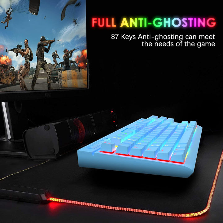 TKL – Gaming-Tastatur, 18 Chroma-RGB-beleuchtete mechanische Tastatur mit LED-Hintergrundbeleuchtung