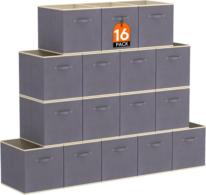 Lifewit 6 Stück 18L Faltbare Aufbewahrungswürfel, Mittel dekorative Aufbewahrungsboxen aus Stoff mit