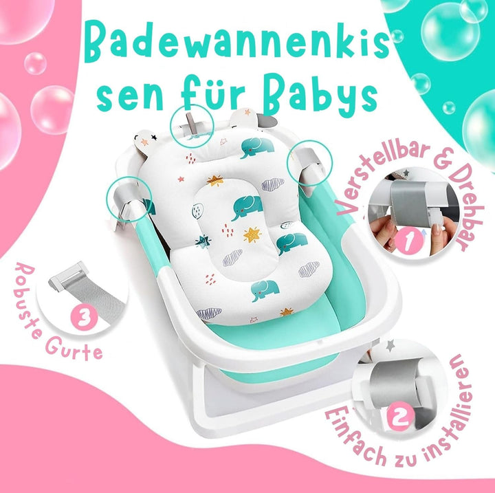 Baby Badewanneneinsatz – Baby Badewannenkissen für Badewanne - Babywanne Einsatz &amp; Badewannensitz ab