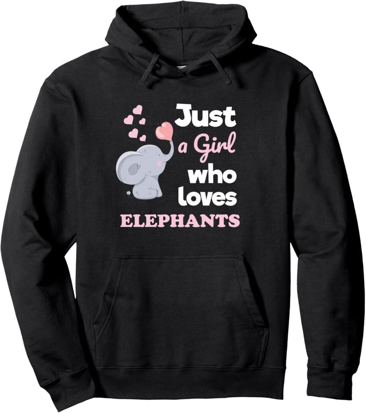 Just a Girl Who Loves Elephants Girls Elephant Lover Pullover Hoodie