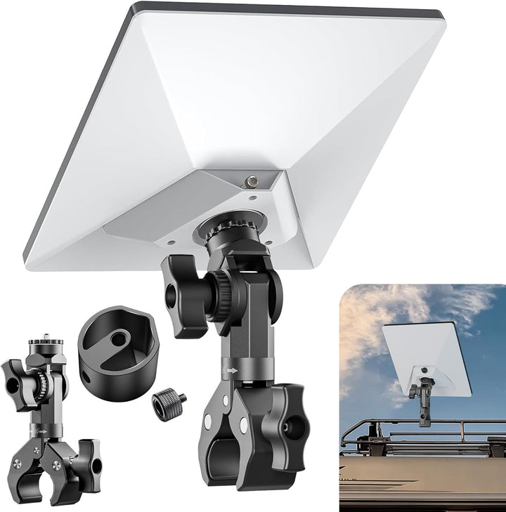 2025 Starlink Mini Halterung Aluminium Klemmadapter mit 1/4"-20 & 3/8"-16 Gewinde, 360° verstellbar