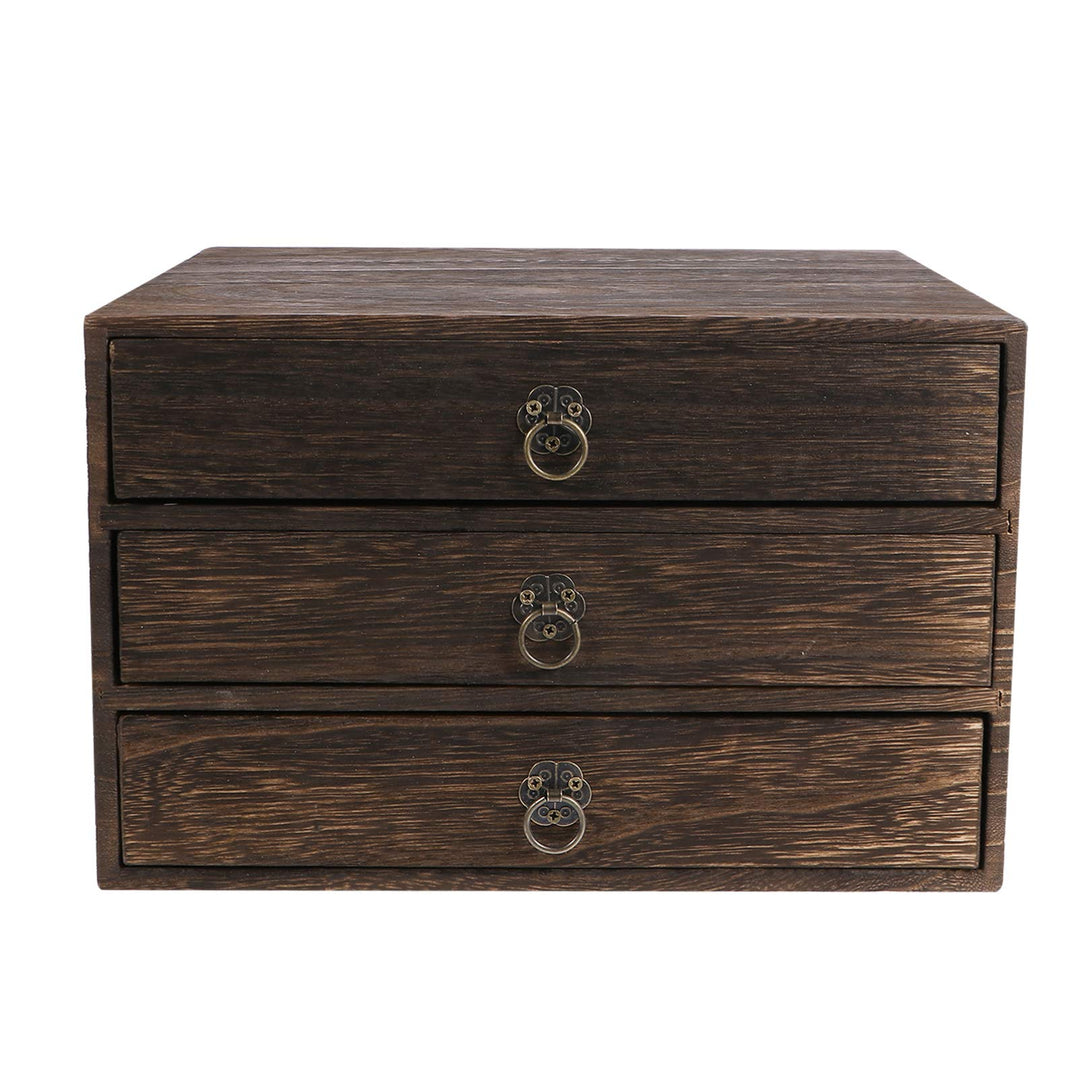 UPKOCH Schubladenbox Holzbox Holzkisten Holzschubladen Schubladencontainer Organizer 3 Schubladen Au
