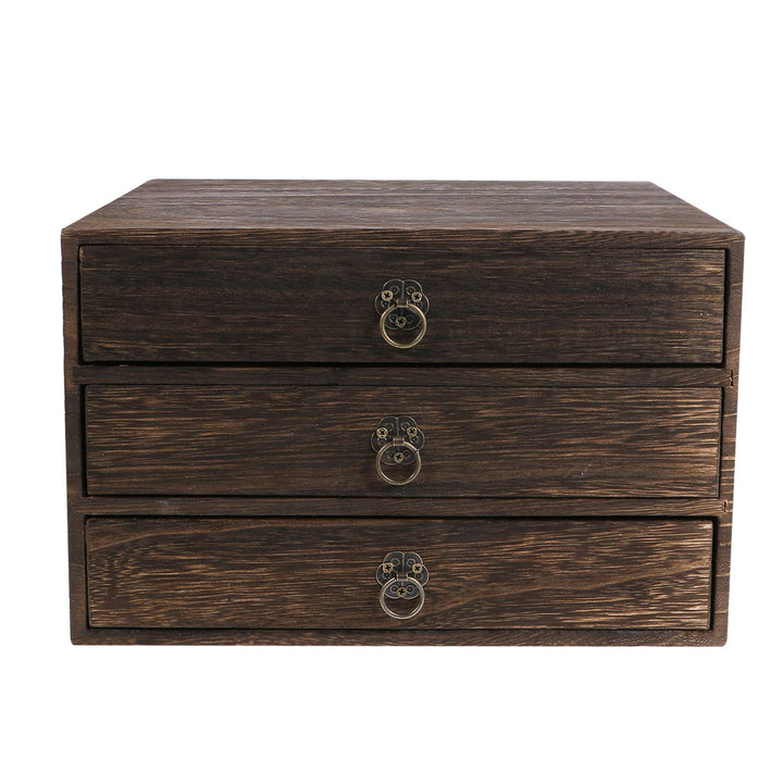 UPKOCH Schubladenbox Holzbox Holzkisten Holzschubladen Schubladencontainer Organizer 3 Schubladen Au