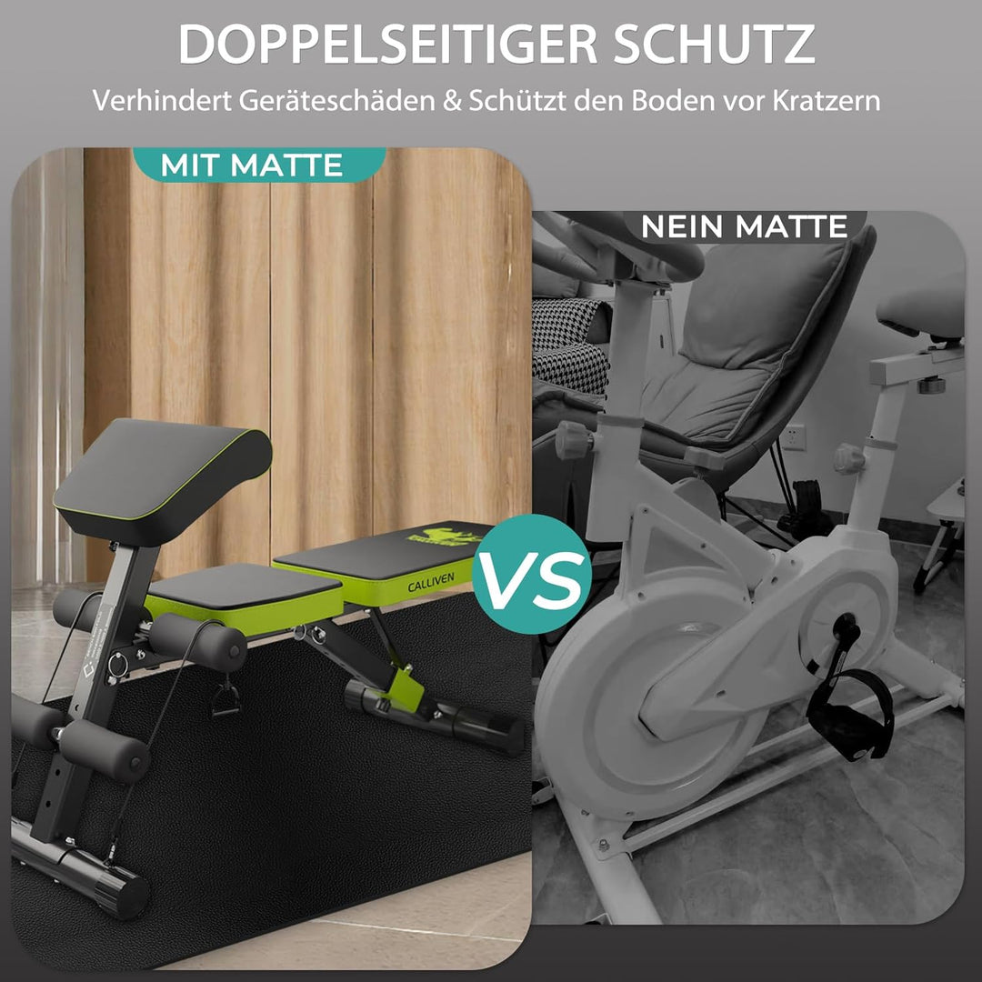 Stossfeste Bodenschutzmatte für Laufbänder, 6 mm Dicke rutschfeste Unterlage für Fitnessgeräte, PVC-
