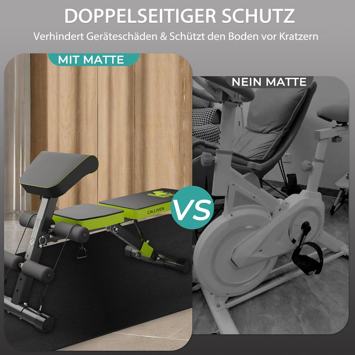 Stossfeste Bodenschutzmatte für Laufbänder, 6 mm Dicke rutschfeste Unterlage für Fitnessgeräte, PVC-