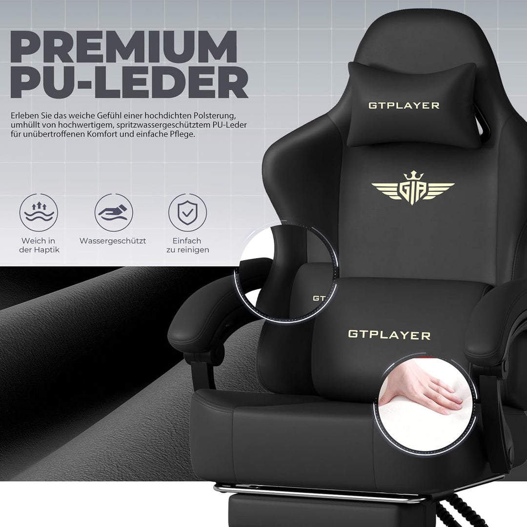 GTPLAYER Gaming Stuhl, Atmungsaktiver Bürostuhl,bürostuhl ergonomisch,Hochwertiger - Kunstleder, Erg