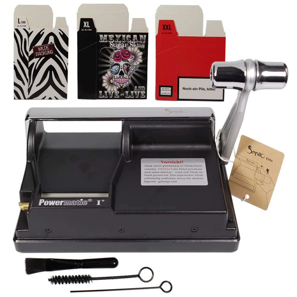 Sepilo Powermatic 1 Plus Elite Zigarettenstopfmaschine inkl. 3X Zigarettenschachtelhüllen Pappschube