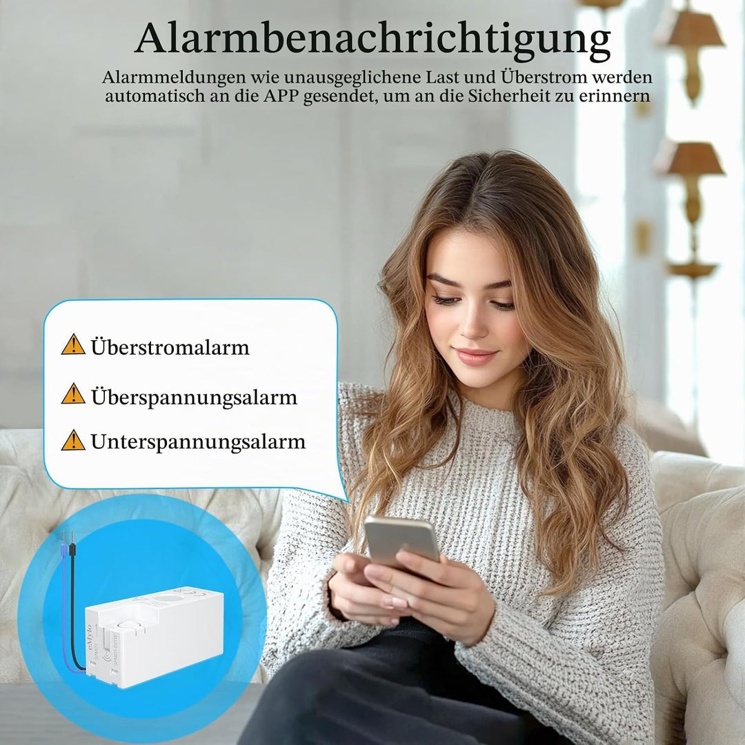 eMylo Smart Wifi Energiemessgerät Mini-Stromverbrauchsmessgerät 99% hohe Genauigkeit 1 Phasen Echtze