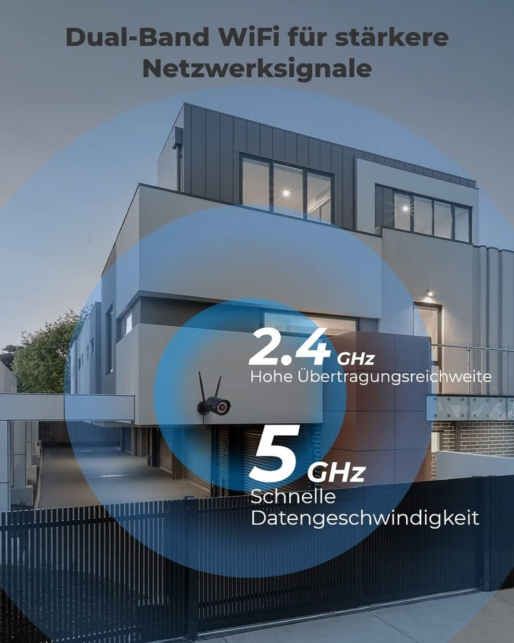 Reolink 2K+ Kabelgebundene Überwachungskamera Aussen, 2,4/5 GHz WLAN-Kamera Outdoor, IP66 Wetterfest