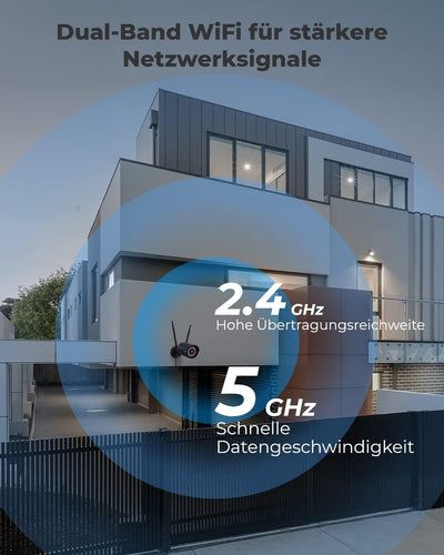 Reolink 2K+ Kabelgebundene Überwachungskamera Aussen, 2,4/5 GHz WLAN-Kamera Outdoor, IP66 Wetterfest