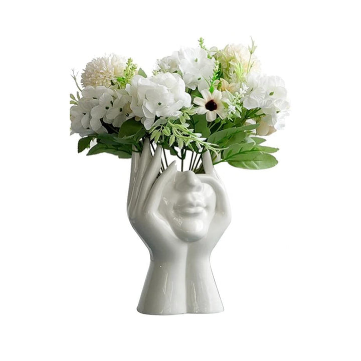 Yundxi Keramik Gesicht Vase Blumenvase Minimalistischen Stil Keramikvasen für Home Office Dekor Händ
