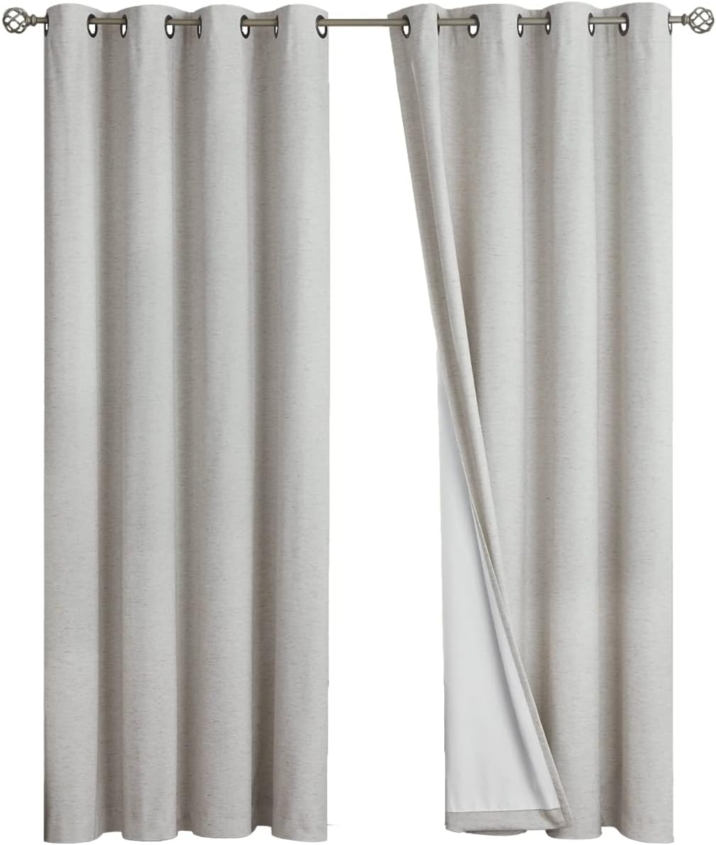 Treatmentex Blickdichte Vorhänge Thermogardine mit Ösen Verdunkelungsvorhang Natur Wärmeisolierende