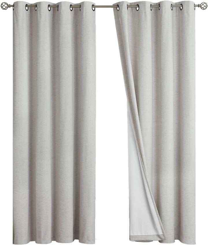 Treatmentex Blickdichte Vorhänge Thermogardine mit Ösen Verdunkelungsvorhang Natur Wärmeisolierende