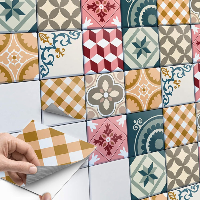 40 Stück Fliesenfolie für Bad und Küche 20x20 cm - Klebefliesen, Mosaikfliesen - Klebefolie Fliesen