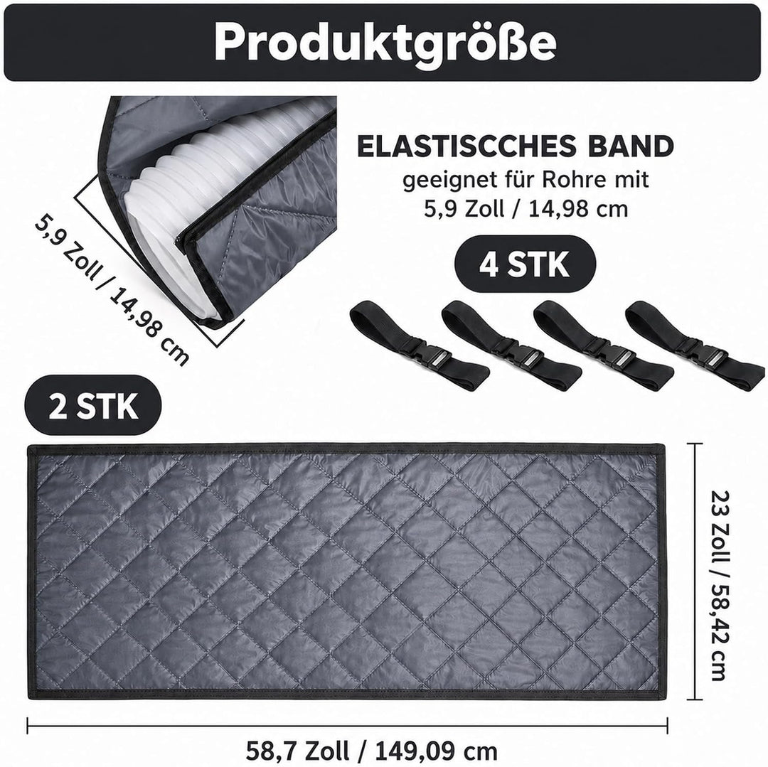 2er Set Mobiles Klimaanlagen Schlauchschutz Hülle mit Reissverschluss &amp; 4 Schnallen, 149x58.5 cm Gra