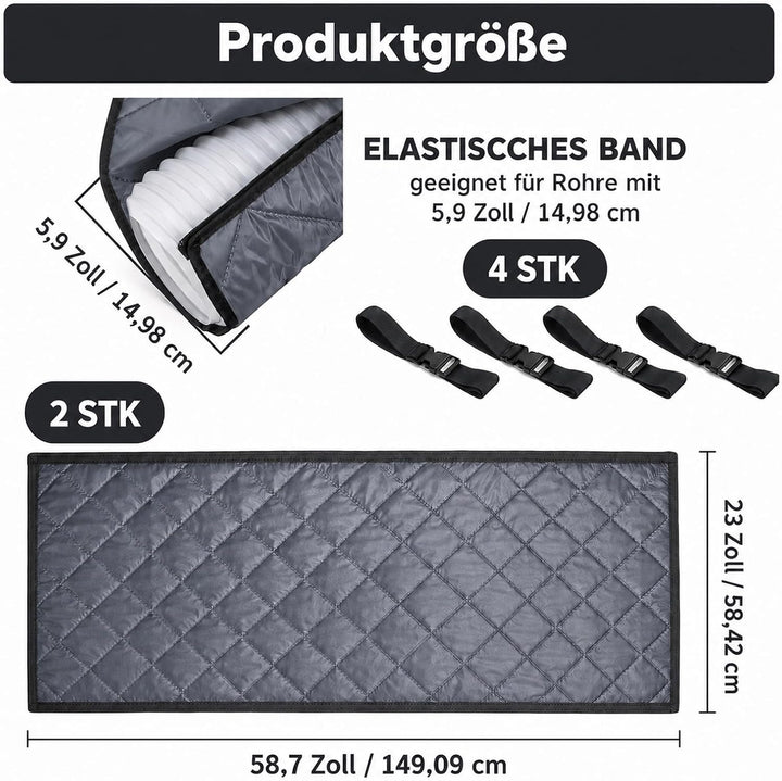 2er Set Mobiles Klimaanlagen Schlauchschutz Hülle mit Reissverschluss &amp; 4 Schnallen, 149x58.5 cm Gra