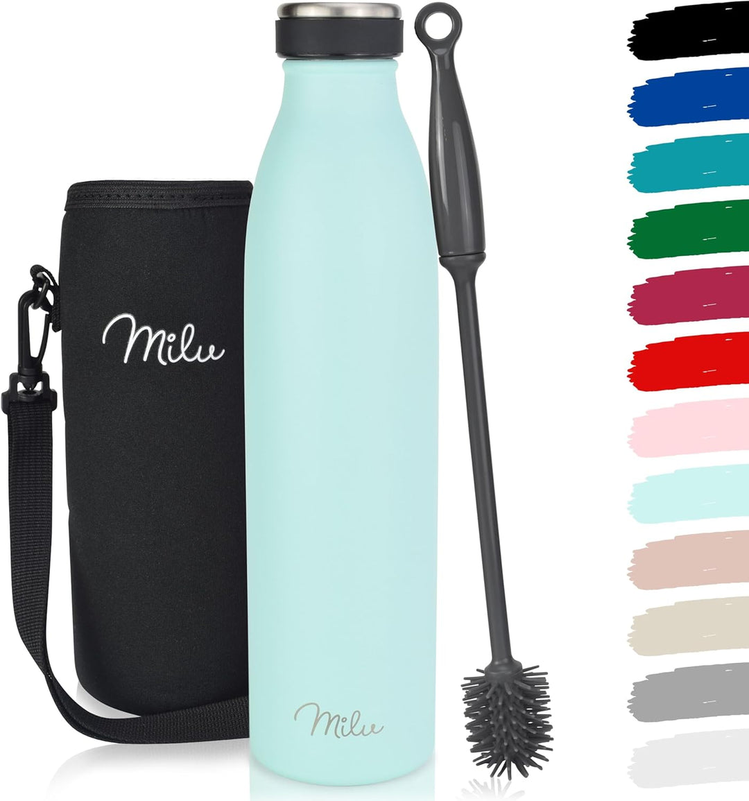 Milu Edelstahl Trinkflasche 350ml 500ml 750ml 1L 1,5L Thermosflasche, Isolierte Wasserflasche, Ausla