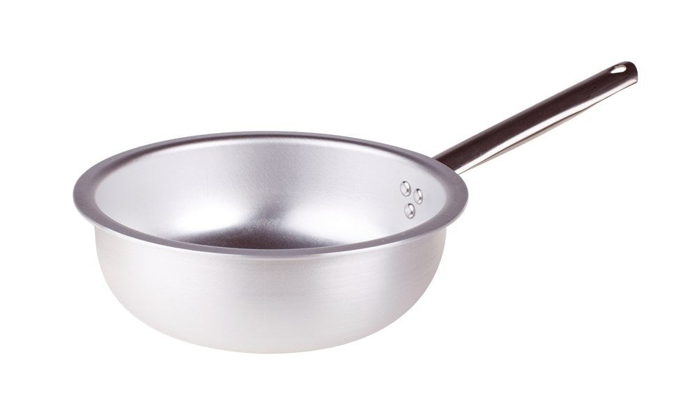 Pentole Agnelli Pfanne zum Wenden von Pasta und Risotto mit Rohrstiel, aus Aluminium 3 mm 36 cm Silb