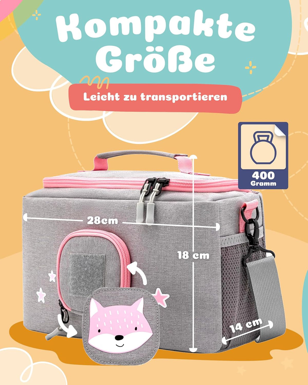 JP Journey Tasche für Toniebox - BoxBag für Figuren, Box und Zubehör auf Reisen und im Auto (Grau-Ro