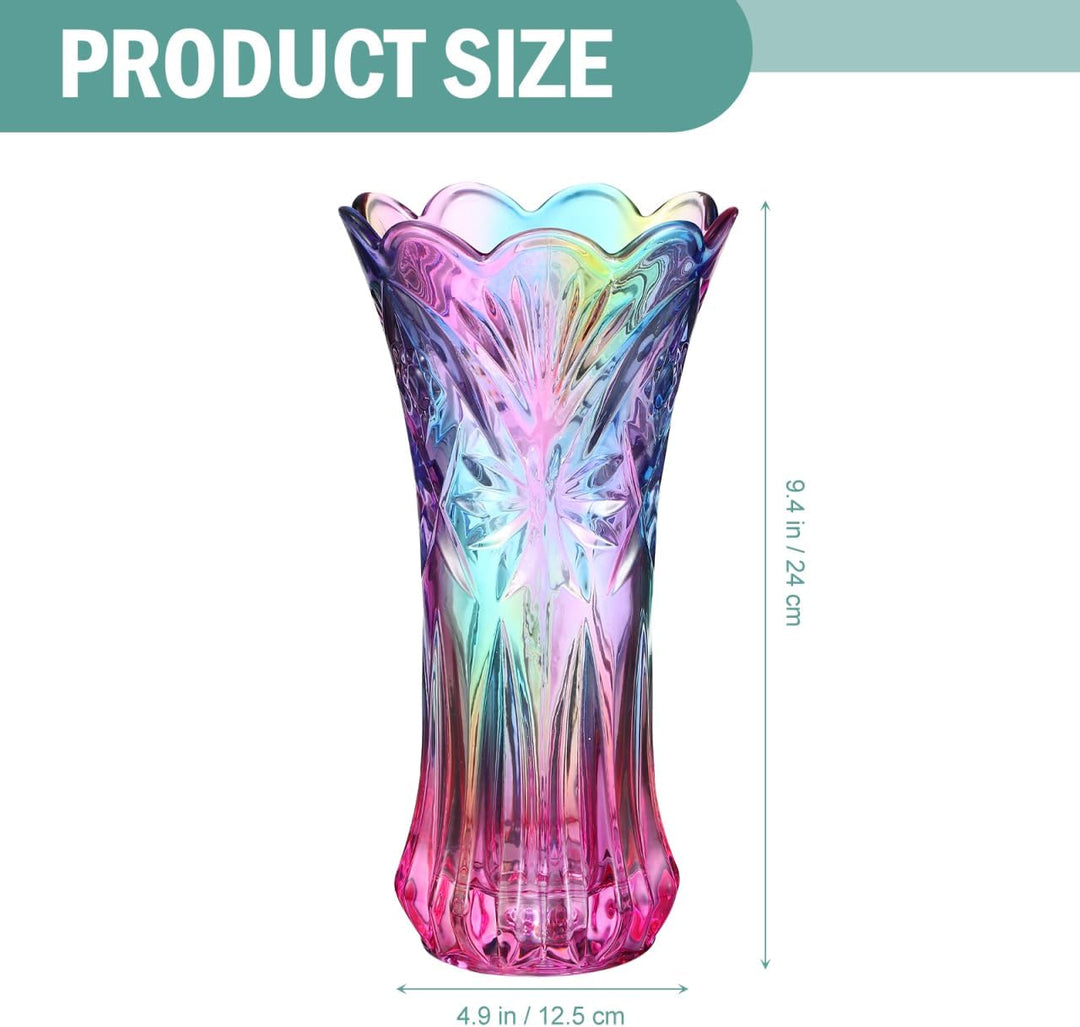 WINOMO Blumenvase Kristallglasvase Regenbogen Regenbogen Dekorative Pflanze Behälter Topf Weihnachte