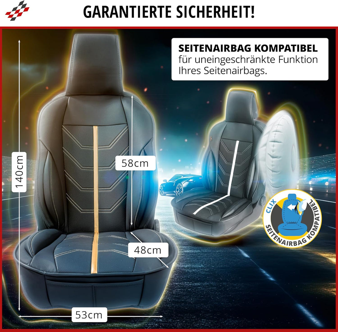 Walser Premium Sitzauflage Auto Kimi, Sitzschoner Auto schwarz/blau, Vergleichssieger* Auto Sitzaufl