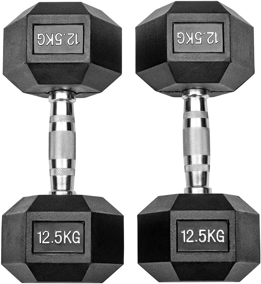 25 Kg (2x12,5) gummierte Hexagon Studio Hanteln schwarz
