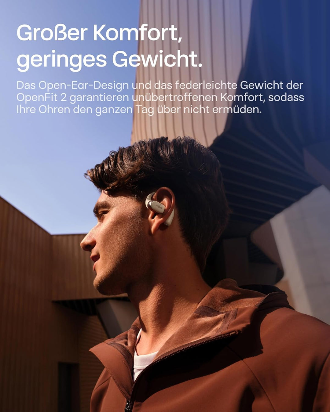 SHOKZ OpenFit 2 Open-Ear-Kopfhörer, True-Wireless-Bluetooth-Ohrhörer mit Mikrofon, Ohrbügel-Open-Ear