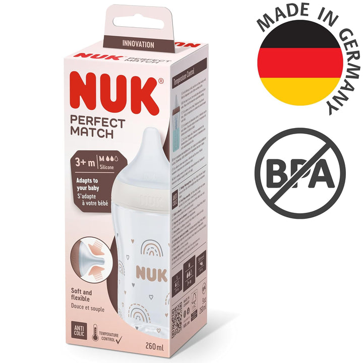 NUK Perfect Match Babyflaschenset | Ab 3 Monate | Passt sich dem Baby an | Temperature Control | Ant