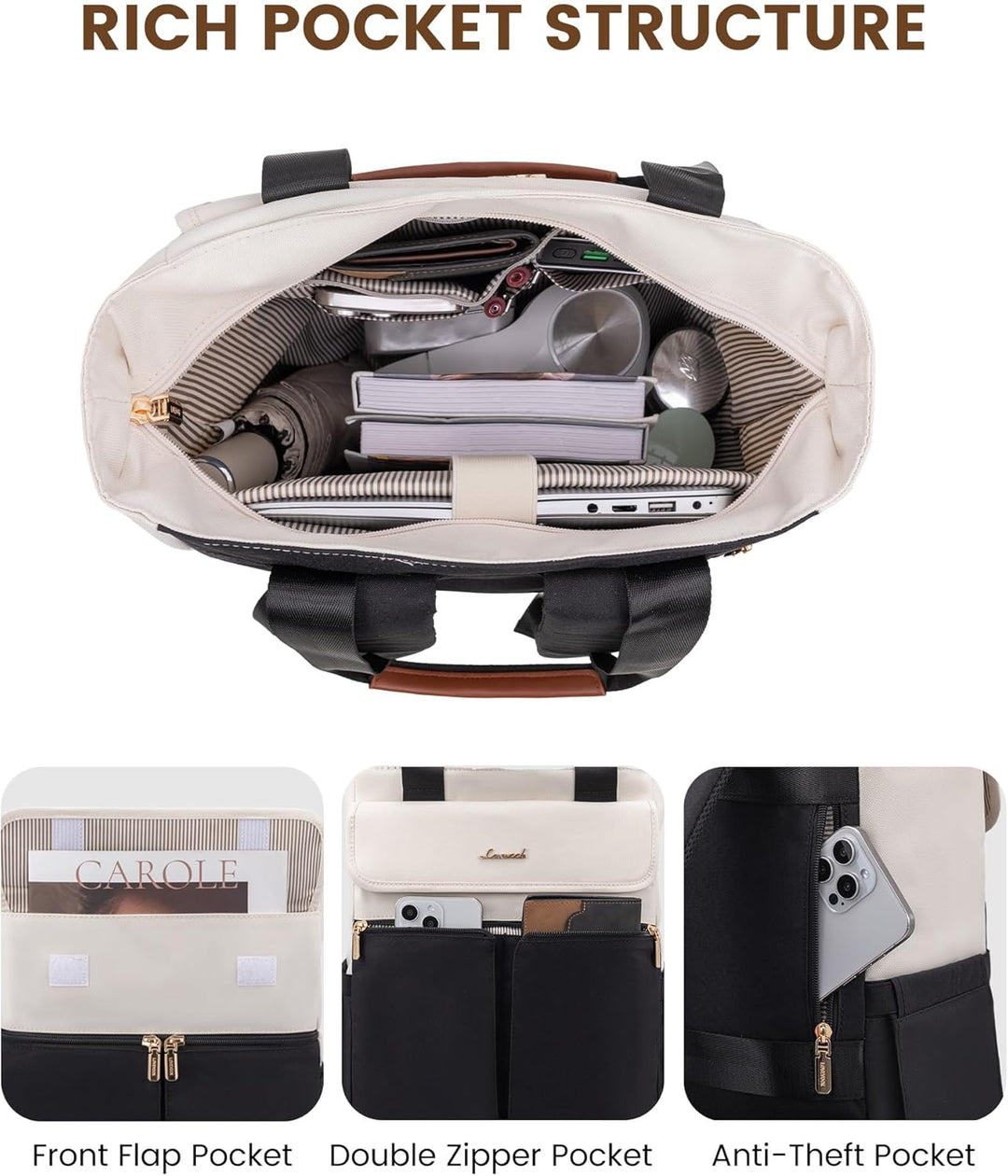 LOVEVOOK Rucksack Damen Gross, Laptop Rucksäcke Schulrucksack Teenager, Schultasche Arbeitstasche Ha