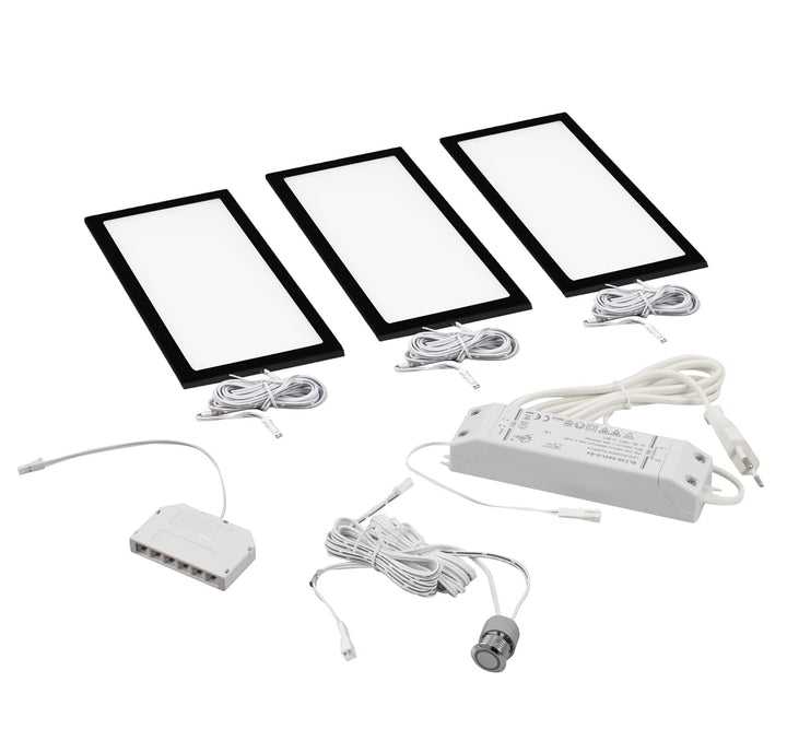 LED Unterbauset 3er Set 6W 24V warm weiss 300lm mit Touch-Sensor dimmbar Flächenlicht Küchenleuchte