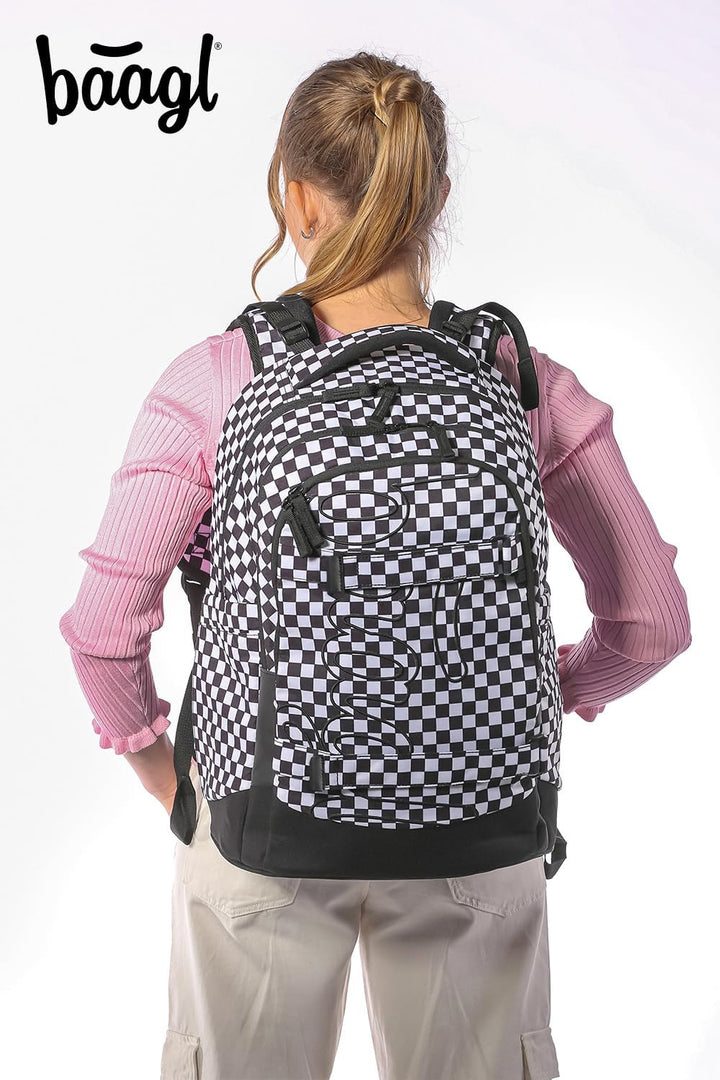 Baagl Schulrucksack Set Jungen Mädchen Teenager 3 Teilig, Skateboard Rucksack Skate MAX, Schultasche
