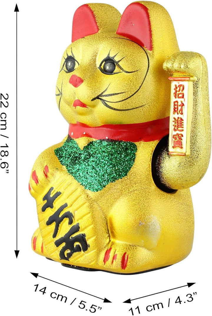 Superfreak Glückskatze - Maneki-Neko - Winkekatze aus Keramik - 22 cm - Gold, 22 cm