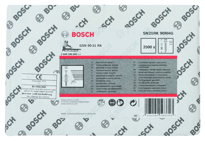 Bosch 2500x PRO SN21FH RG, Streifennagel, 21° Vollkopf (Länge 90 mm,) 90 mm Gerillt / Feuerverzinkt,