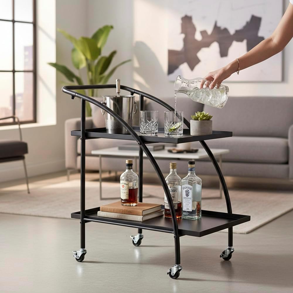 HAKU Servierwagen schwarz, Metall - Masse: B 68 x H 71 x T 42 cm, Style: Modern