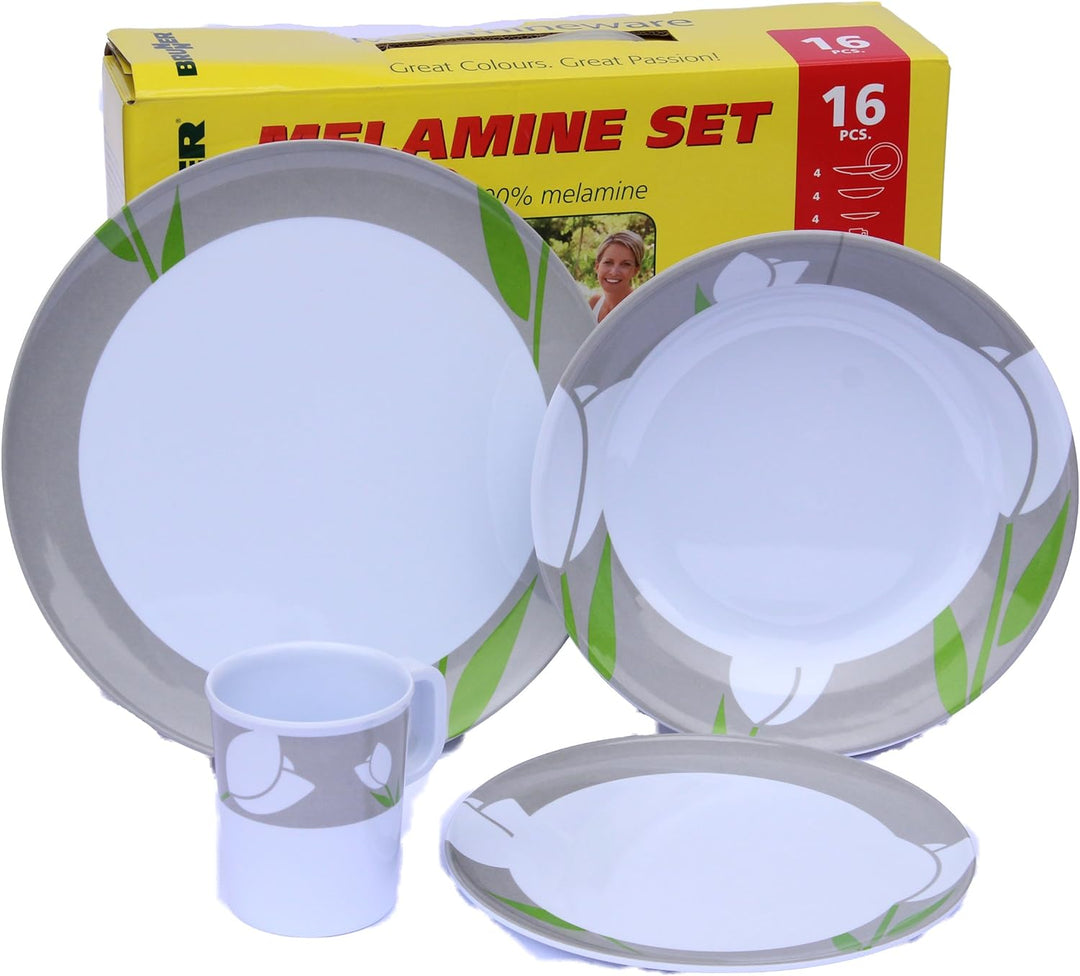 BRUNNER All Inclusive Teller aus Melamin Tulip - 16-tellig Mehrfarbig, Mehrfarbig