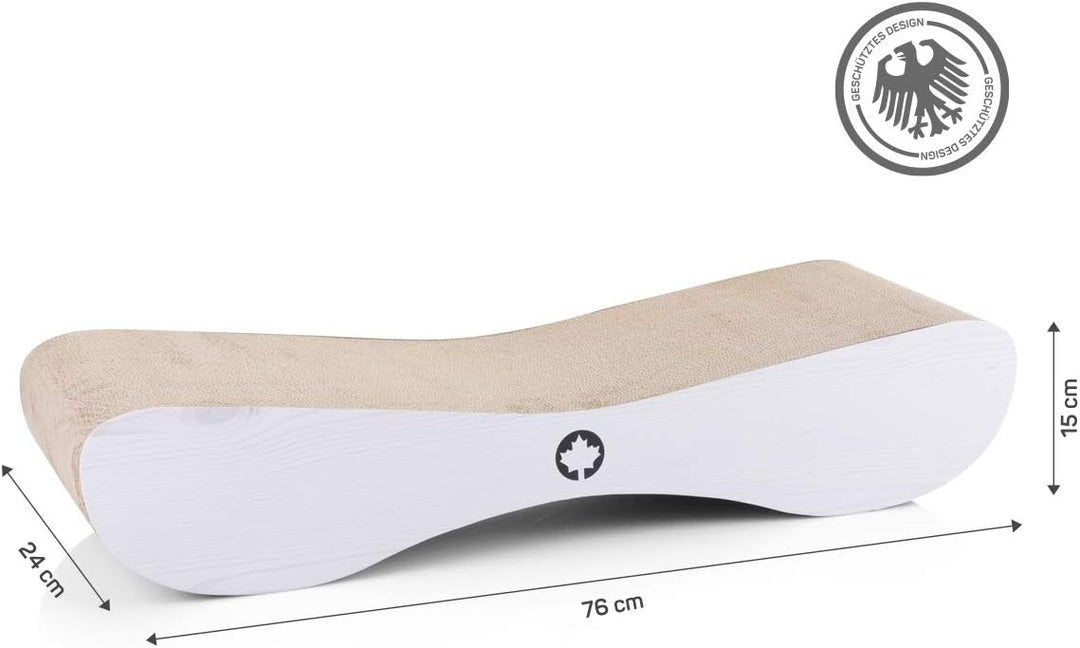 CanadianCat Company | XXL Kratzpappe Lounge | weissgraue Holzoptik | Kratzmöbel, Kratzbrett | Katzen