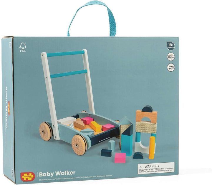 Bigjigs Toys FSC® Certified Wooden Baby Walker - Sustainable Wooden Walkers for Babies, Includes Bui
