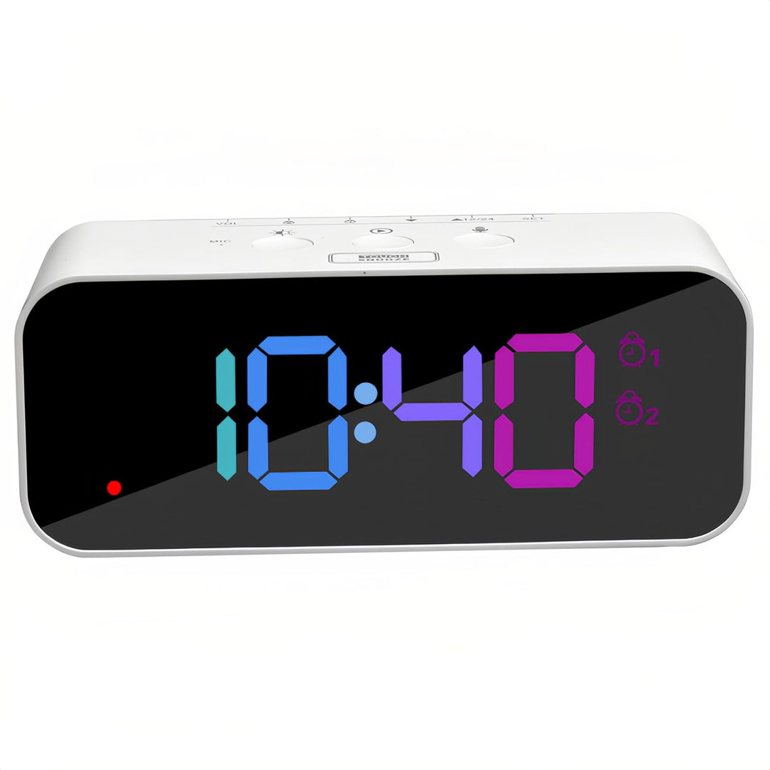 Digitaluhr mit RGB Farbdisplay Sprachsteuerung Multifunktion LED Sprachaufzeichnungswecker dimmbare